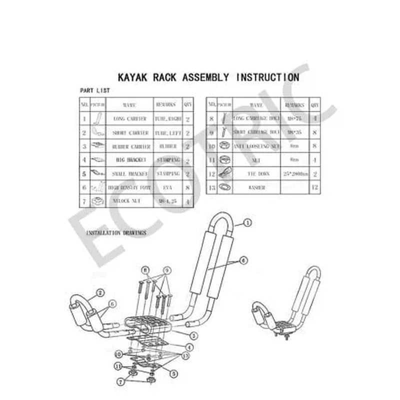 Universal Kayak Roof Rack